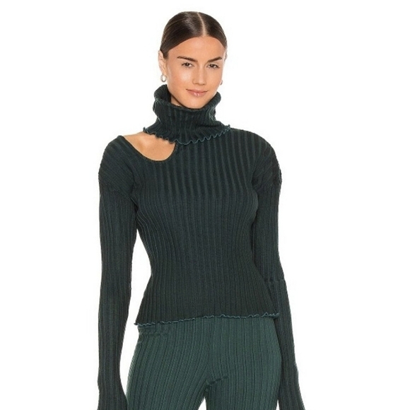 Revolve NWT Lovers + Friends Cut Out Turtleneck in Emerald Green Size M - Picture 1 of 8